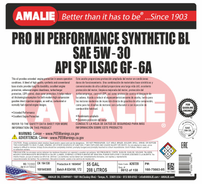 AMALIE PRO High Perf Synthetic 5w30 AMALIE PRO High Perf Synthetic 5w30